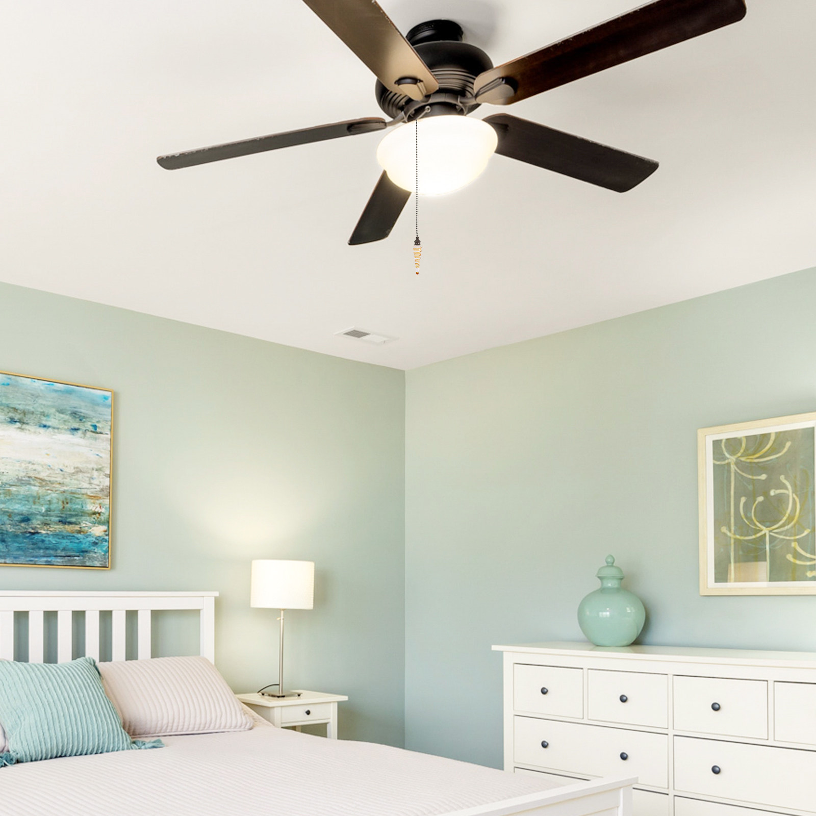 Decor Lighting Ceiling Fans - Glass and Metal Fan Pull Chain