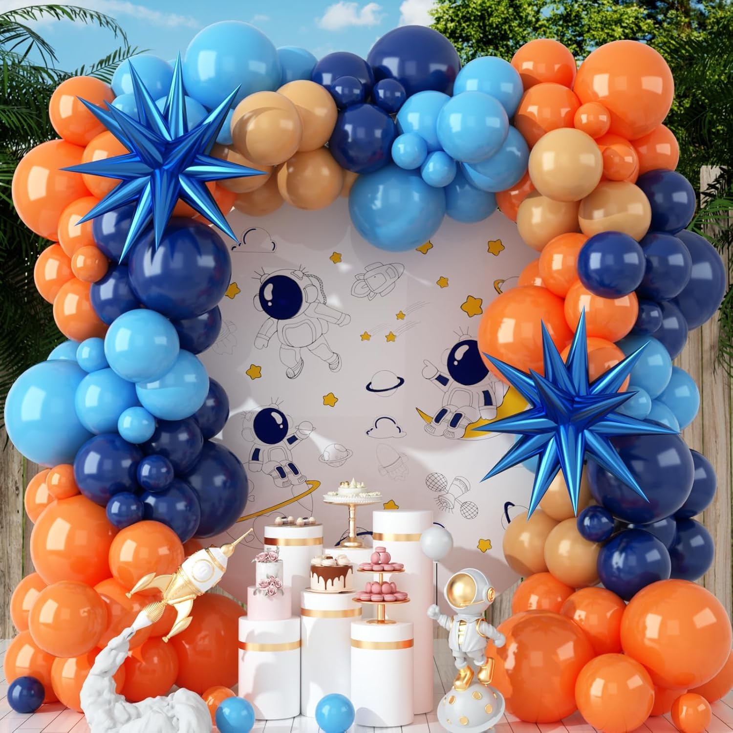 Orange Lighting Decor - 107pcs Orange and Blue Latex Balloon