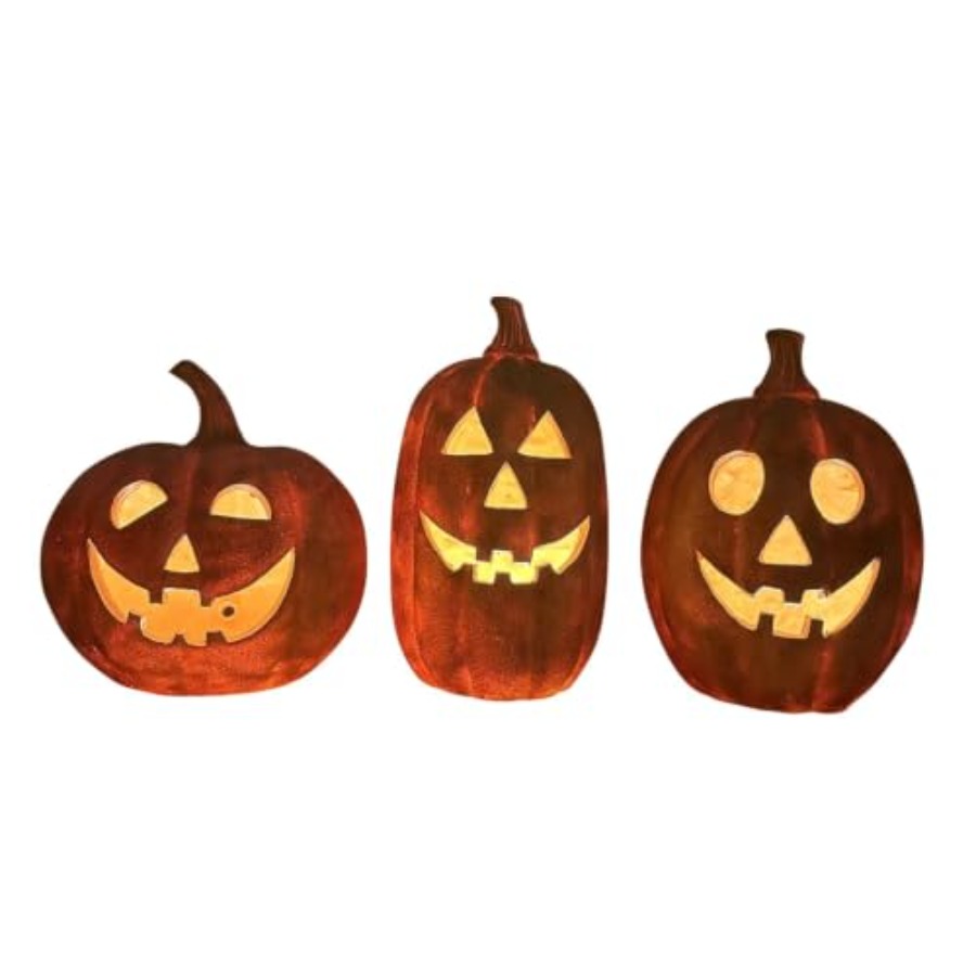 Orange Lighting Decor - 3-Piece Spooky Lighted LED Jack O