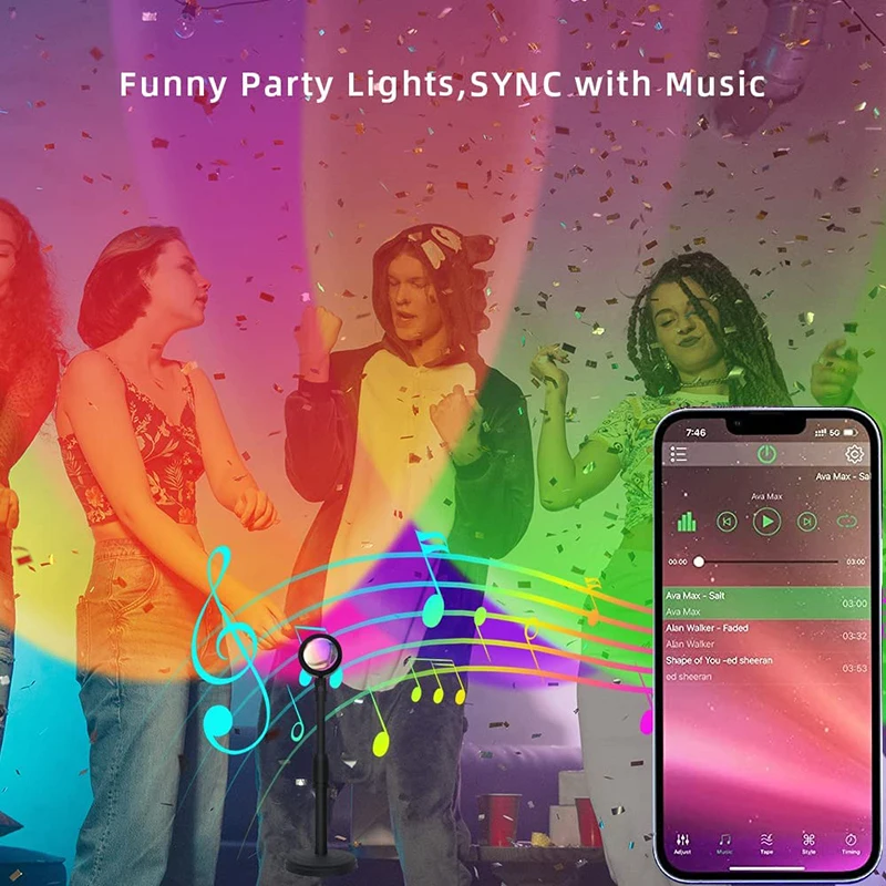 Smart LED Sunset Lamp Colorful - Touch Dimmer Lamp 评论和价格