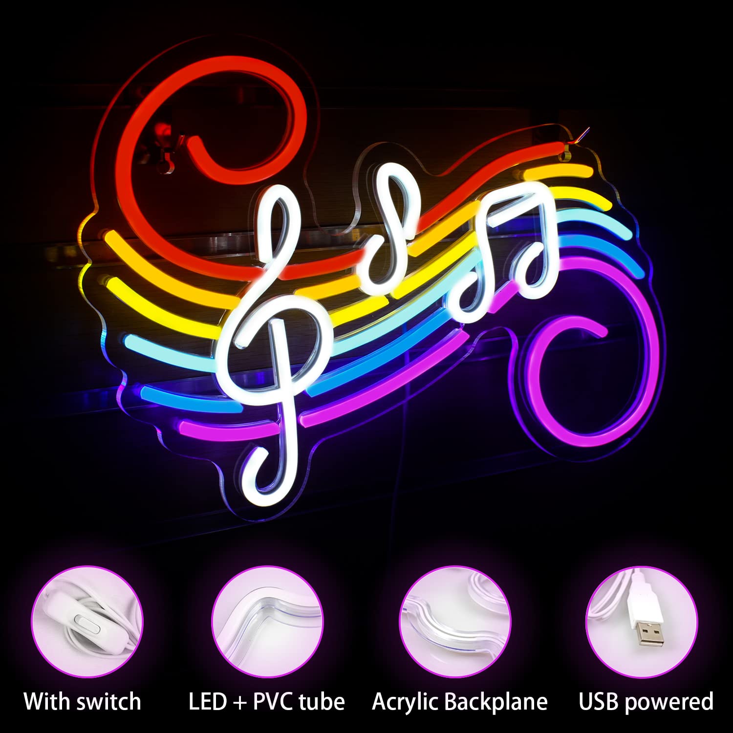 Music Notes Neon Sign Customiz - Lighting Decoration For Wedding 评论和价格