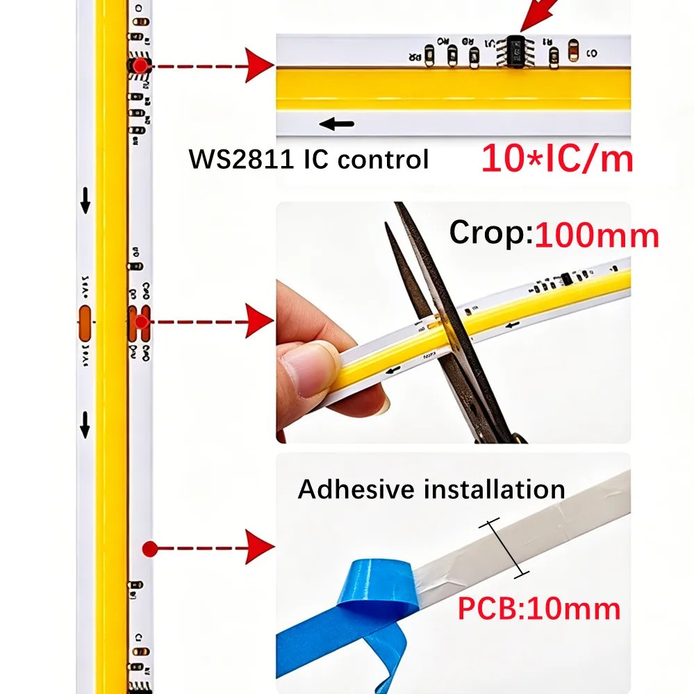 DC24V WS2811 COB LED Strip Add - Decor Lighting Address 评论和价格