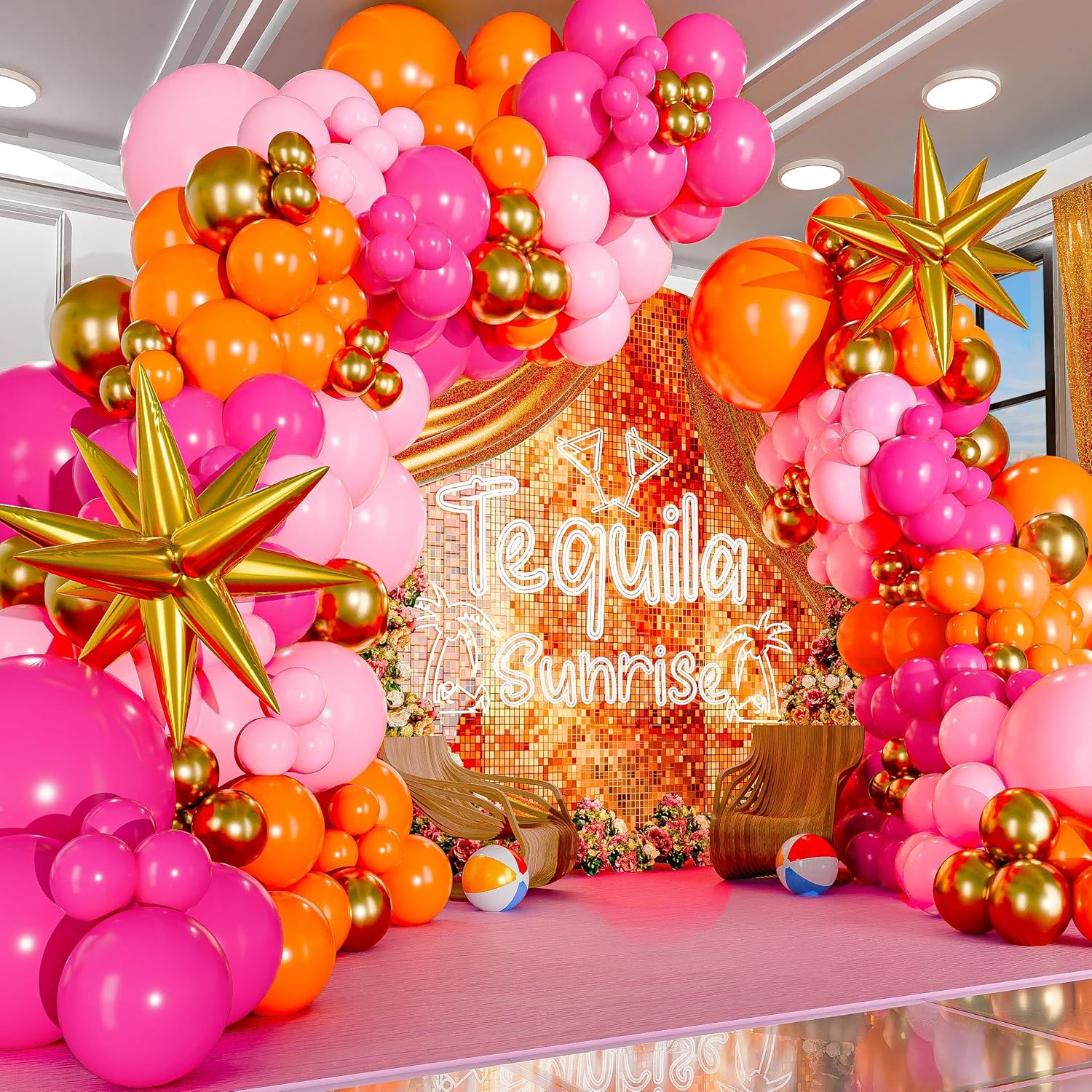 123Pcs Hot Pink Orange Metalli - Orange Lighting Decor 评论和价格
