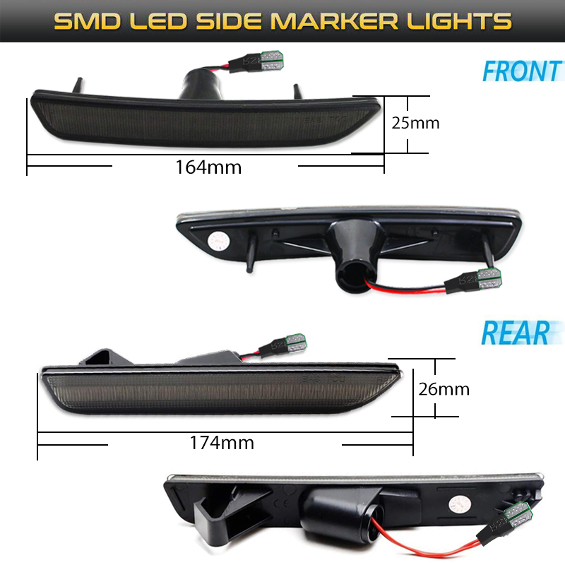 2pcs Car Front Rear Bumper Sid - Orange Lighting Decor 评论和价格