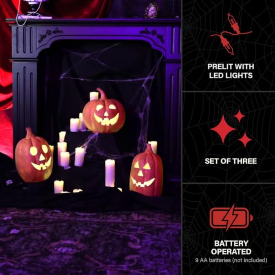 3-Piece Spooky Lighted LED Jac - Orange Lighting Decor 评论和价格